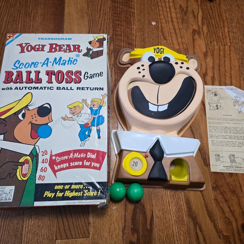 Vintage 1960 Yogi Bear Score-A-Matic Ball Toss Game Transogram Hanna-Barbera Box